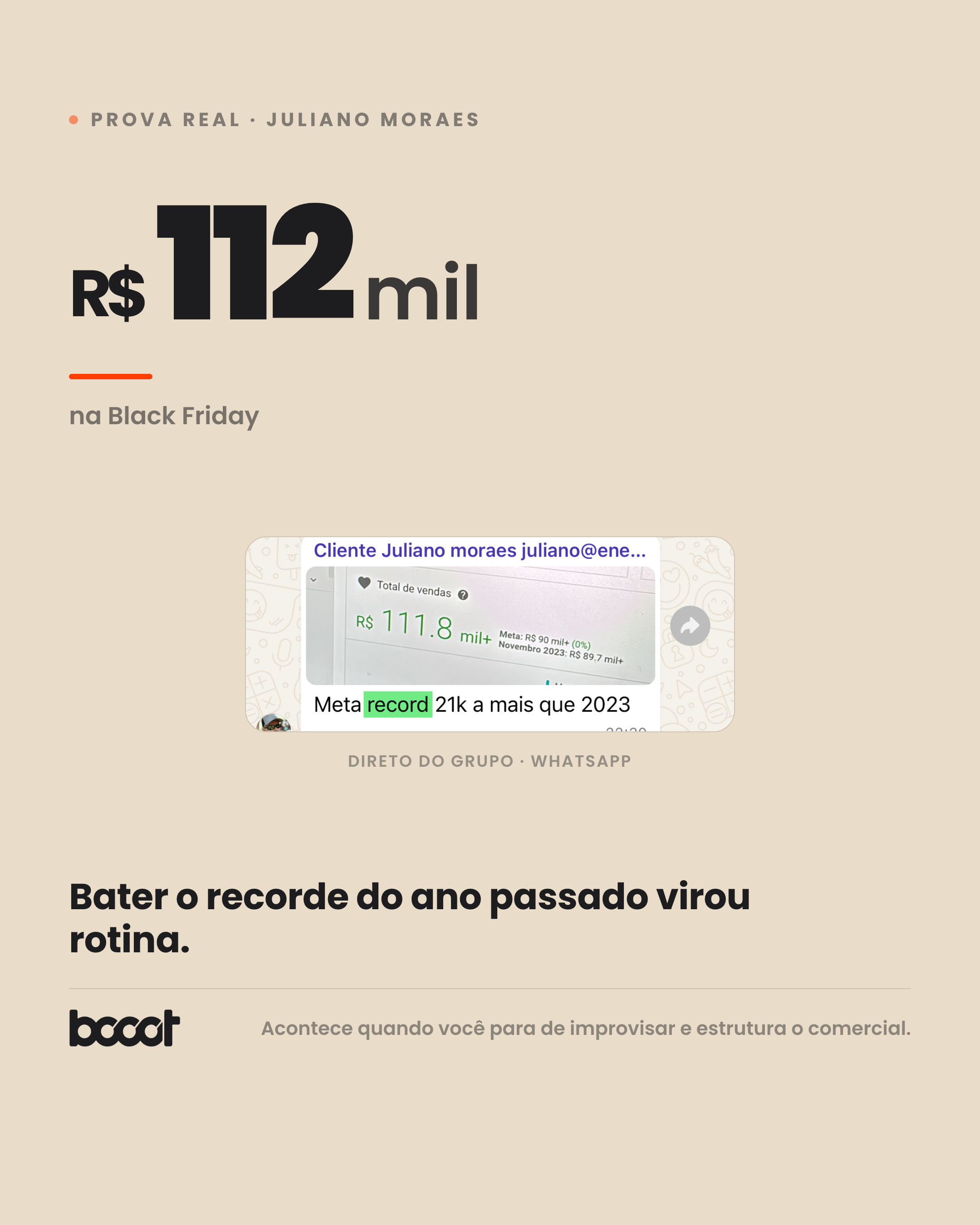 Juliano Moraes · R$112 mil na Black Friday · print real do grupo