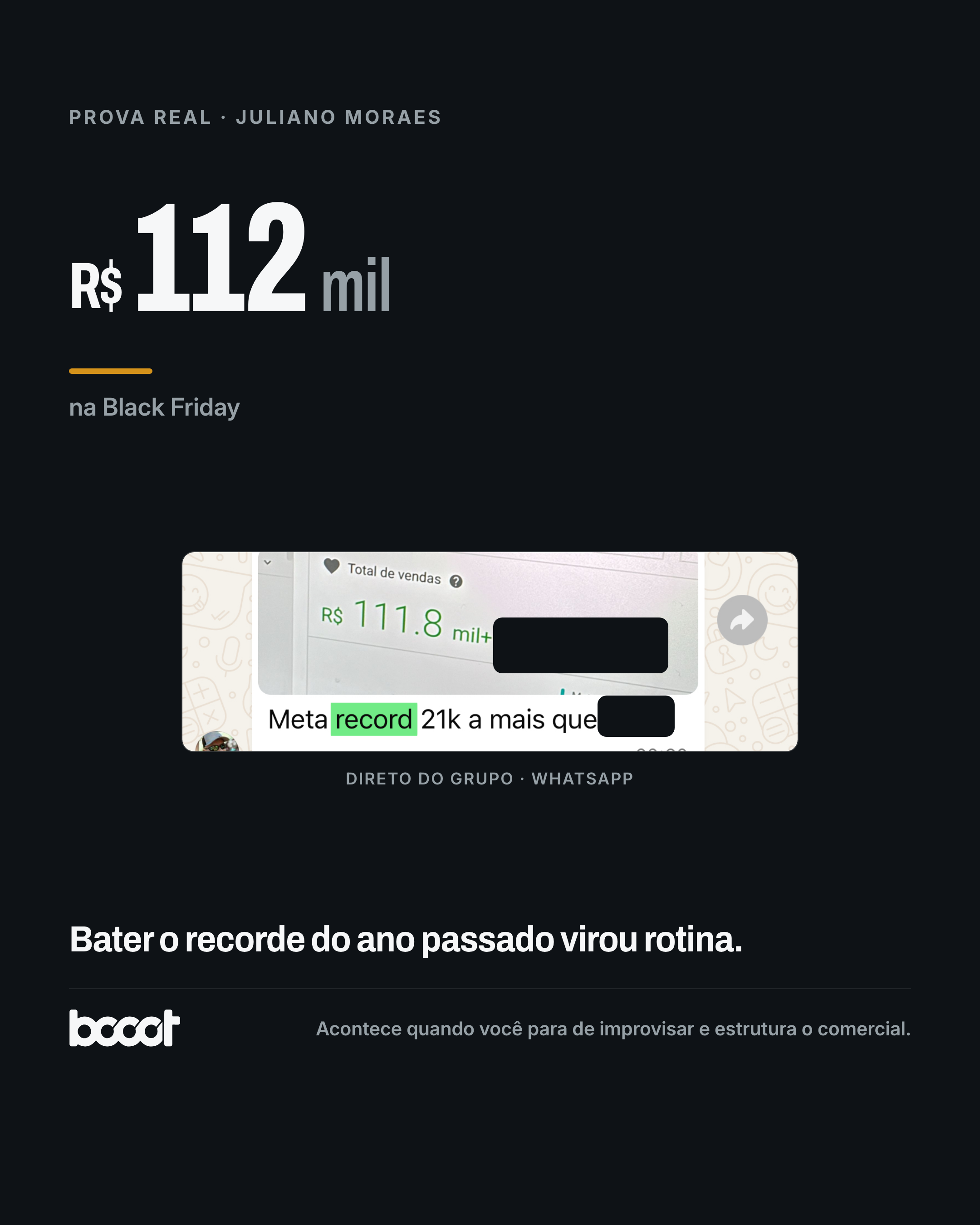 Juliano Moraes · R$112 mil na Black Friday · print real do grupo