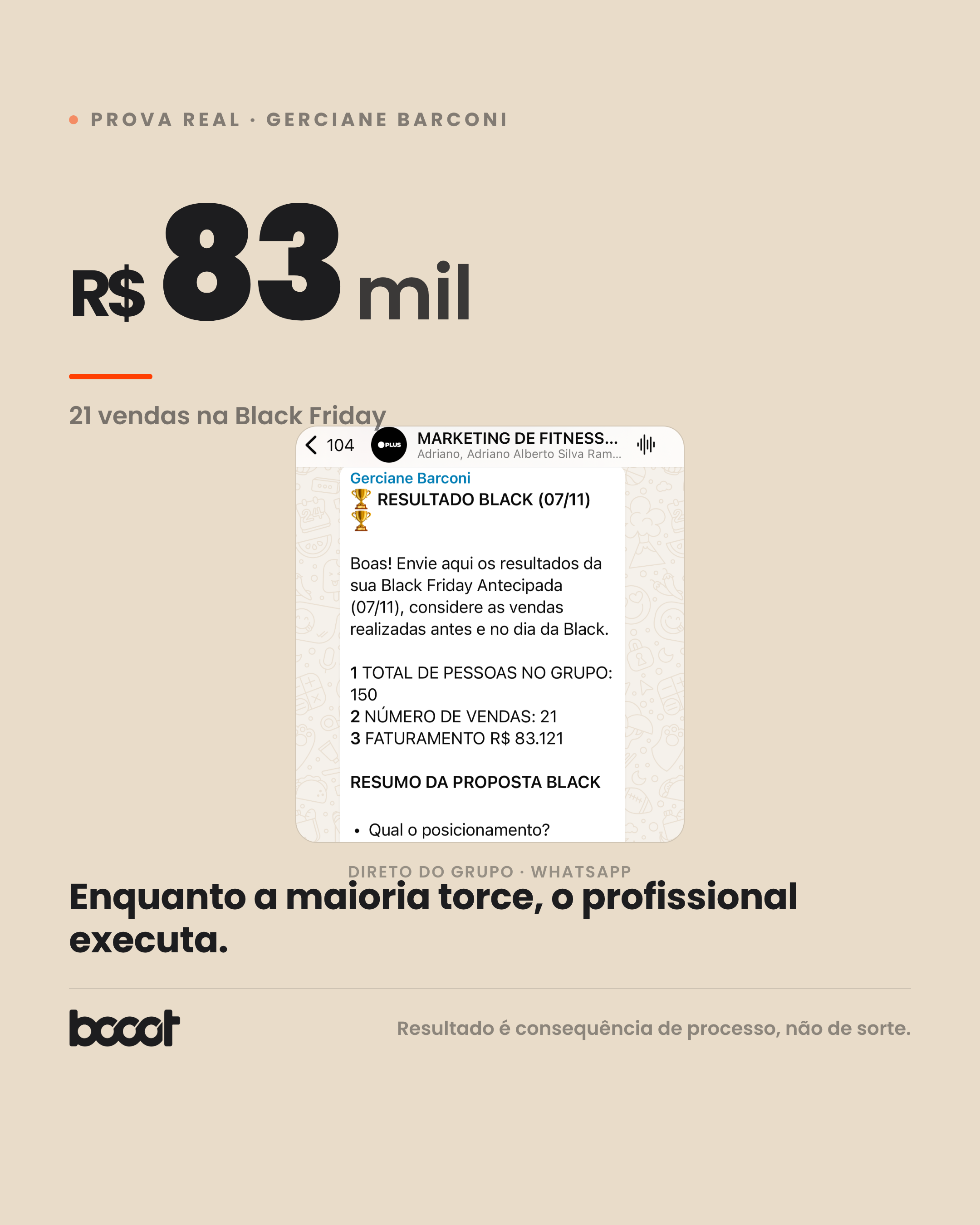 Gerciane Barconi · R$83 mil na Black Friday · print real do grupo